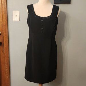 Tahari Arthur S. Levine Dress Womens Size 10 Sleeveless Black Lined Trim Silk